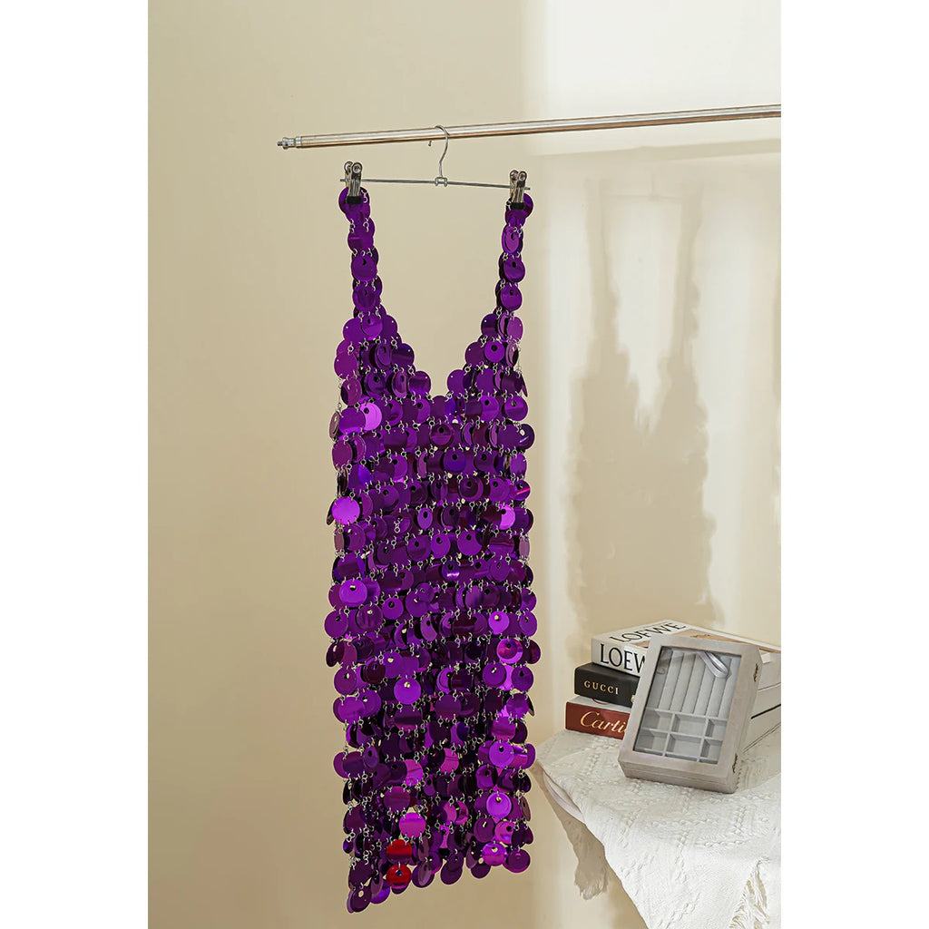 Sexy Shinny Gold Color Sequin Dress Women Nightclub Sling Skirt Body Chain Luxury Body Jewelry Party Accessories 2024 New