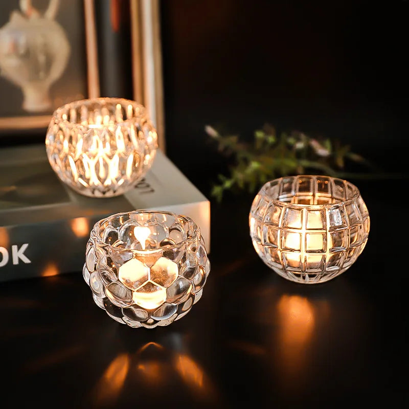 Nordic spherical pumpkin lamp thickened glass candle holder bar candlelight dinner home decorative ornaments craft gifts