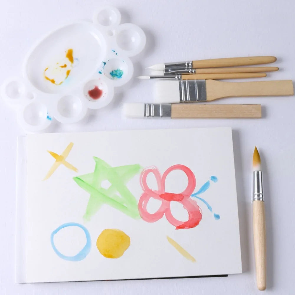 Art Paint 3/6pcs Painting Brush Set Different Shape Professional Watercolor Gouache Oil Brush Set Flat Tip Head Wooden Handle