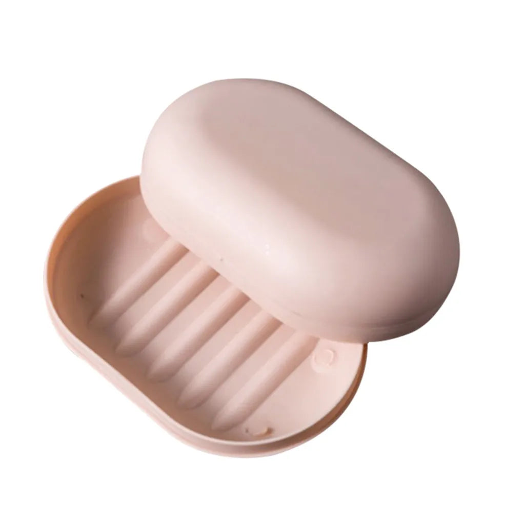 2pcs Plastic Bathroom Shower Soap Box With Lids Travel Portable Small Soap Tray Dish Storage Holder Plate Home Soap Container