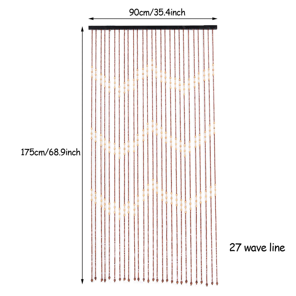 Hand-Polished Bamboo Wood Door Beads Eco-Friendly Natural Home Decor 27 Strands Hanging String Curtain