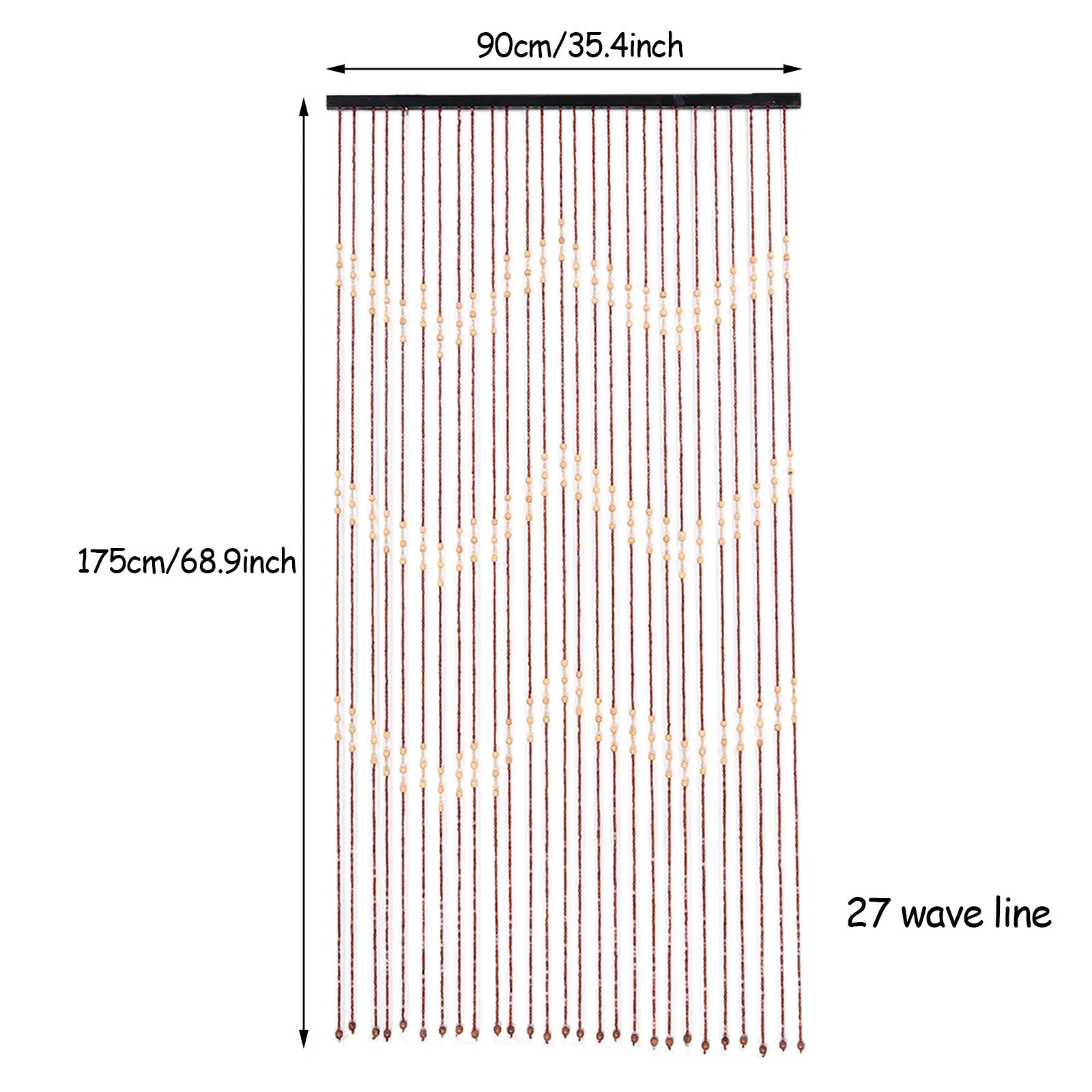 Hand-Polished Bamboo Wood Door Beads Eco-Friendly Natural Home Decor 27 Strands Hanging String Curtain