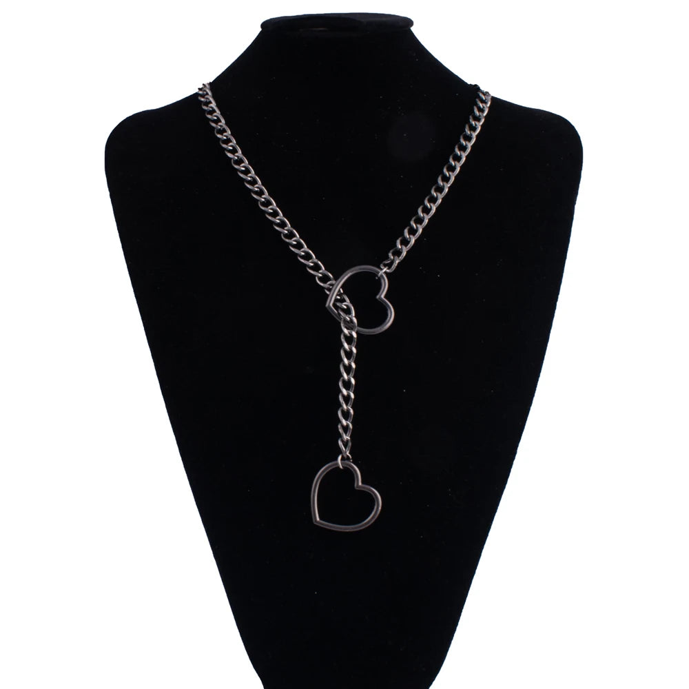 LLL Heart Slip Chain Necklace For Women Fashion Punk Rock Goth Choker Jewelry Accessories