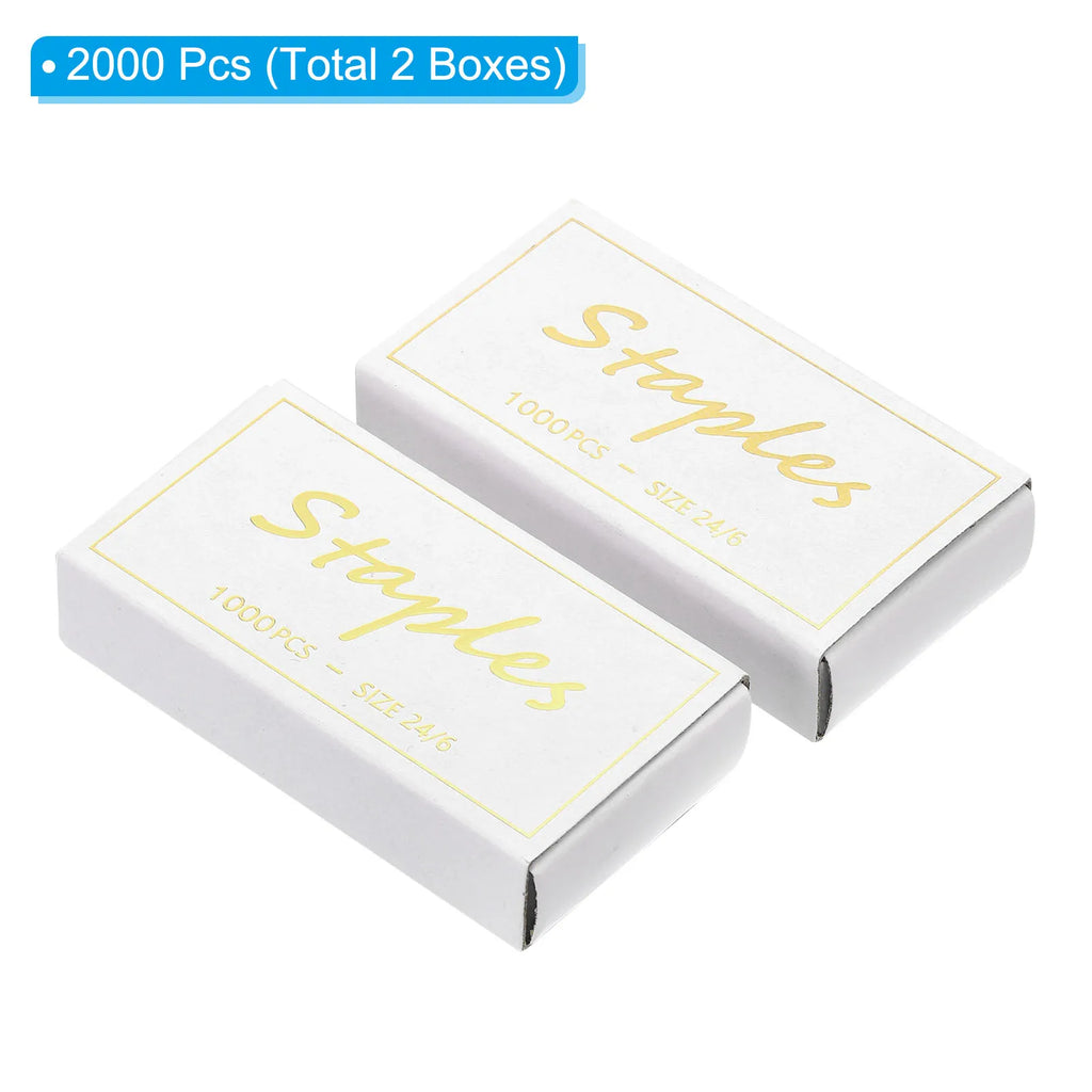 24/6 Staples 2000Pcs 50/Strip Rose Gold Standard Size Jam Free Sharp Chisel Point Stapler Refill for Desktop Stapler Accessories
