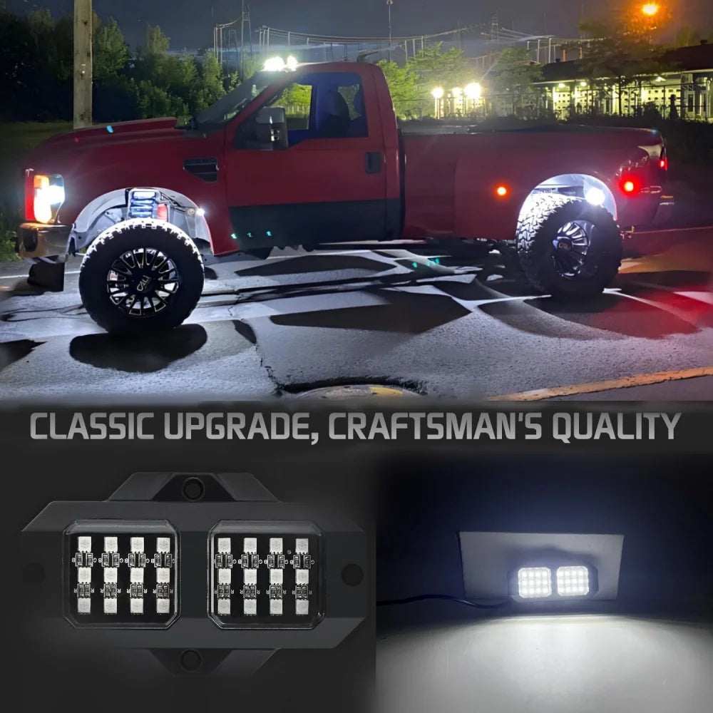 4Pcs White LED Rock Lights 6000K Car Underbody Lighting 12V Hardwired Driveway Lighting for Trucks, ATVs, UTVs, SUVs, Pickups