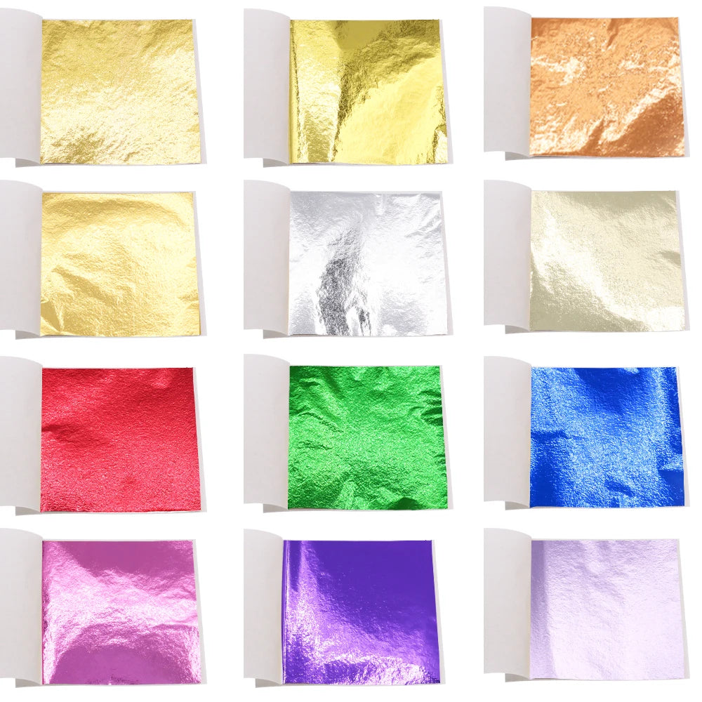 100pcs/10colors sheet  Pink Gold Leaf Imitation Sliver Foil Papers DIY Art Crafts Design packaging material Food decoration