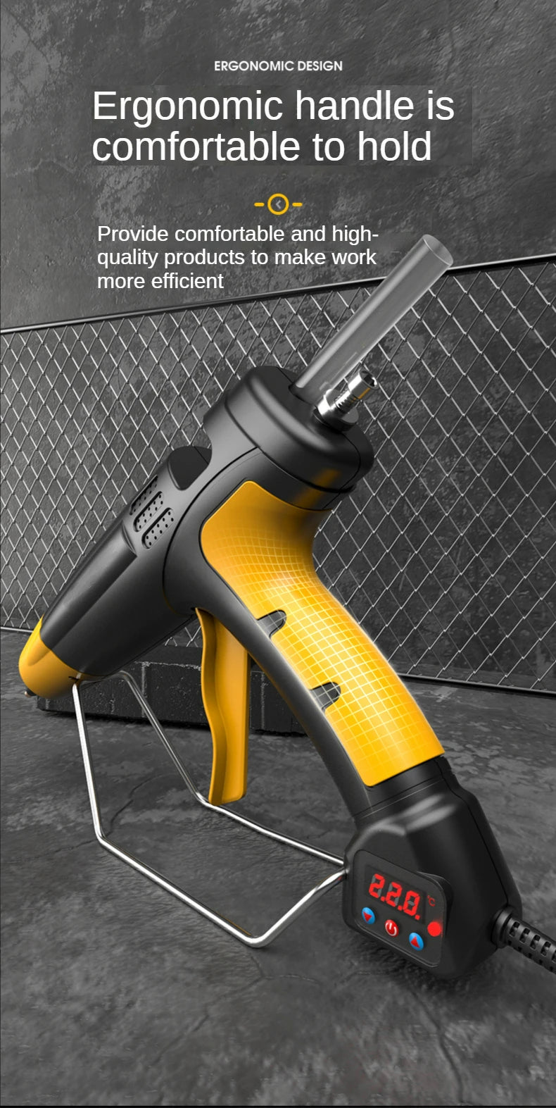 800W Professional Hot Melt Glue Gun Digital Adjustable Temperature Copper Nozzle 11 Mm Glue Sticks Industrial Tools Silicone Gun