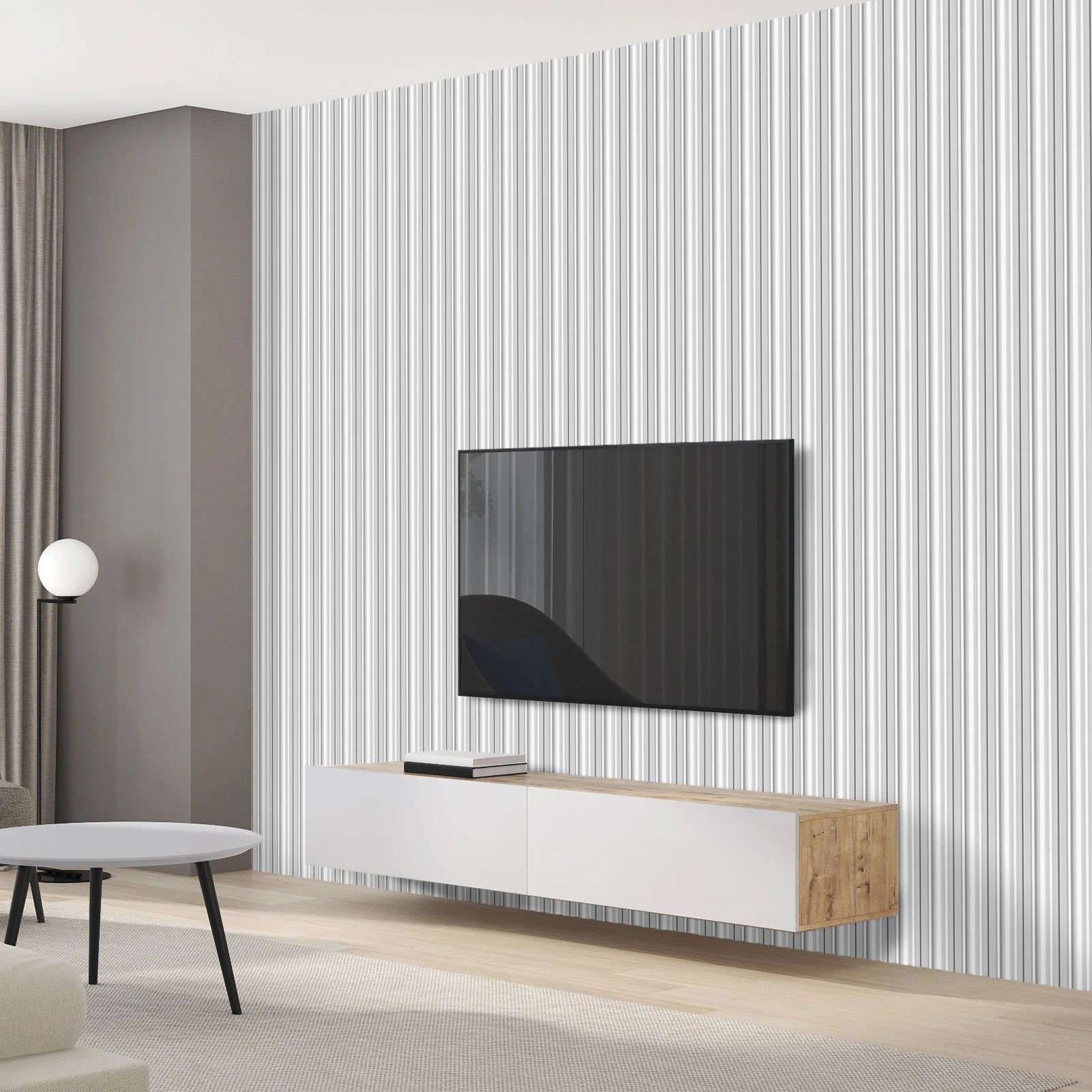 Pre-Cut Wainscoting Panel Kit, 3-Piece Wall Molding for Living Room Bedroom Accent Wall, Glue Installation, DIY Home Decor