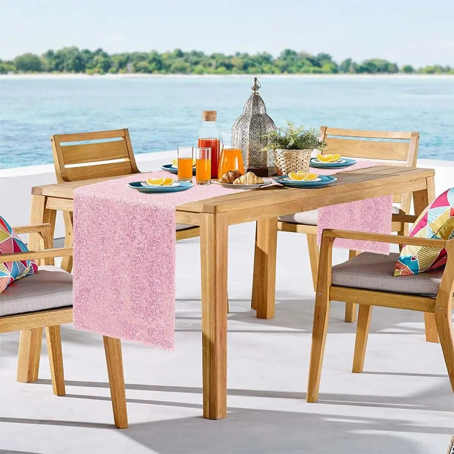 Packs 12 x 72 inches Sequin Table Runner, Pink Glitter Table Runner for Birthday Party Supplies Wedding Engagement Baby Shower H