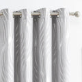 Blackout Curtains Grey and Silver Foil Pattern Curtains 84 Inch Length for Living Room Metallic Silver Wave Print Drapes for Bed
