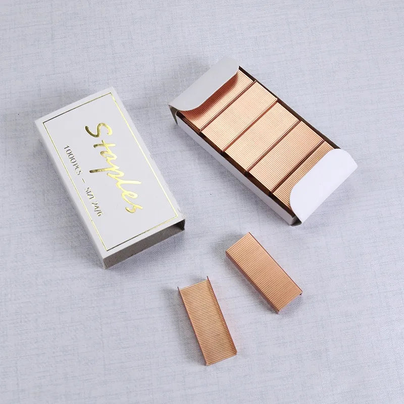 5 Boxes Rose Gold Standard Size Jam Free Sharp Chisel Point Stapler Refill for Desktop Stapler Accessories