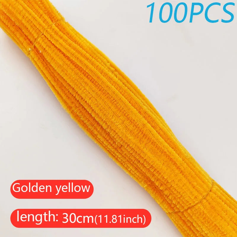 100PCS Colorful Twisted Rod DIY Handcraft Bar Wire Imaginative Wool Root Fluffy Bar Iron Wire Sticks Art Kids Educational Toys
