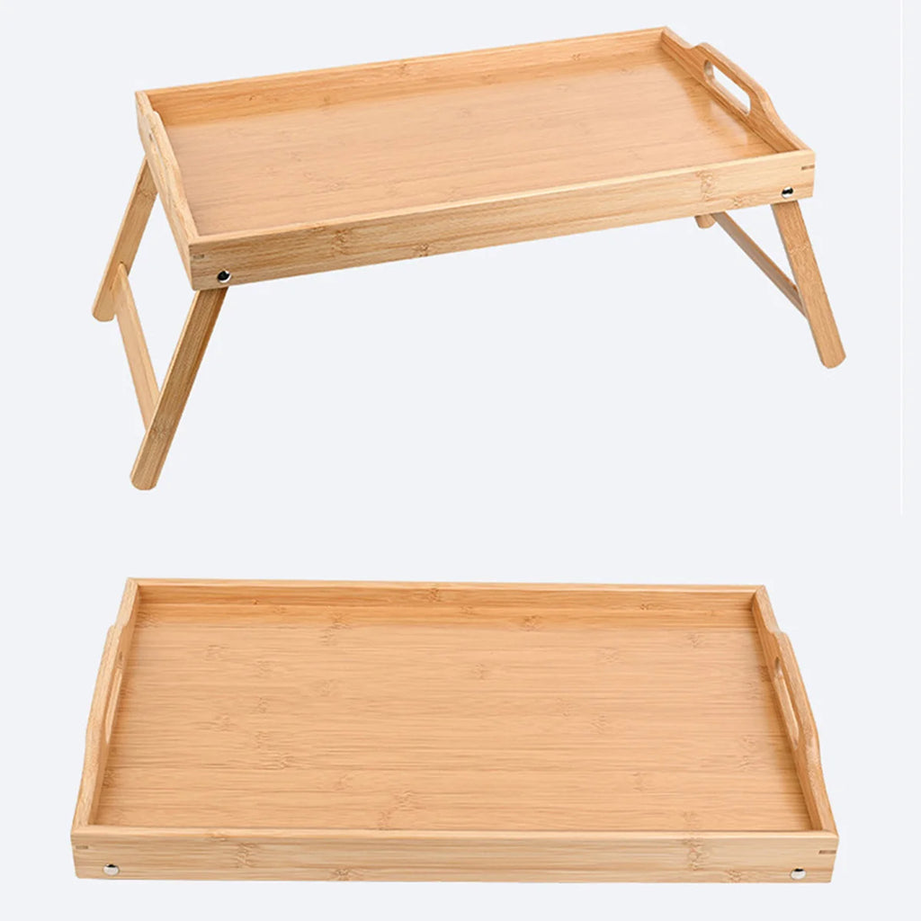 Bamboo Foldable Legs Tray Multi-functional Small Dining Table Tea Tray Movable Breakfast Tray For Desk Bed Counter Living Room