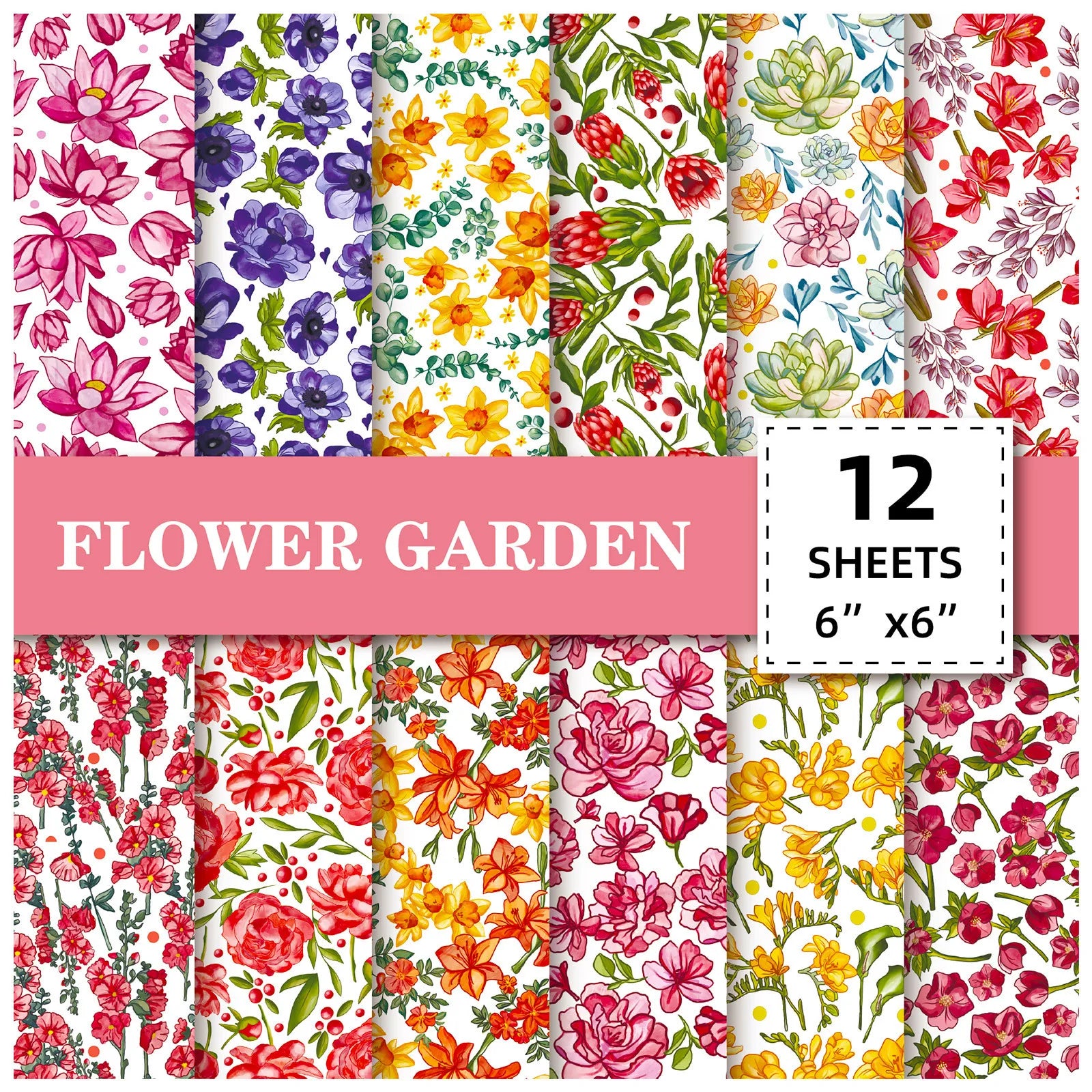 12 Sheet Scrapbooking Paper 15x15cm,  6x6in Scrapbooking Paper Acid-Free Cardstock Backgrounds Card for DIY Art Craft Decoration