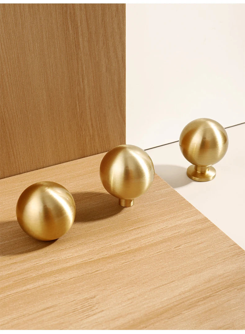 Santaya Brass Knob Round Furniture Handle Ball Modern Minimalist Gold Drawer Knob Wardrobe Pull Kitchen Handle Solid Single Hole