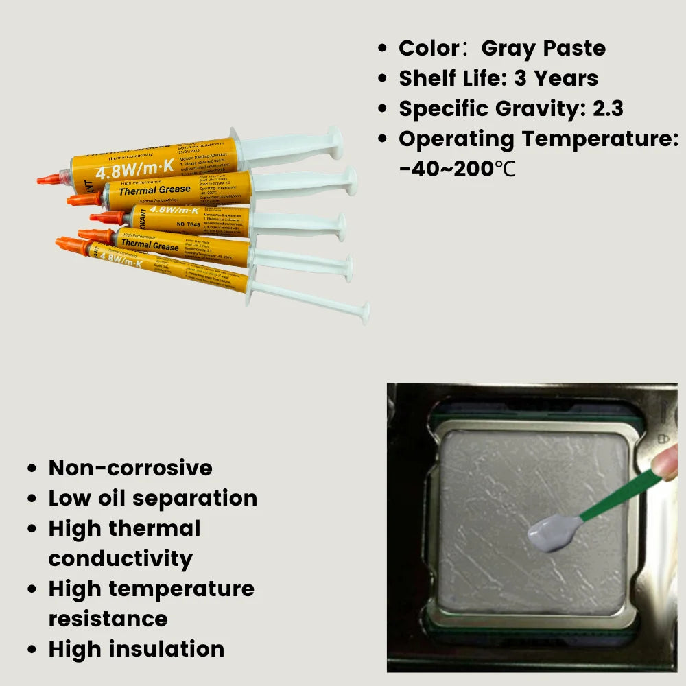 4.8w/m·k Thermal Grease Paste Heat Dissipating Silicone for CPU/GPU/LED Computer Heat Sink Thermal Conductive Adhesive