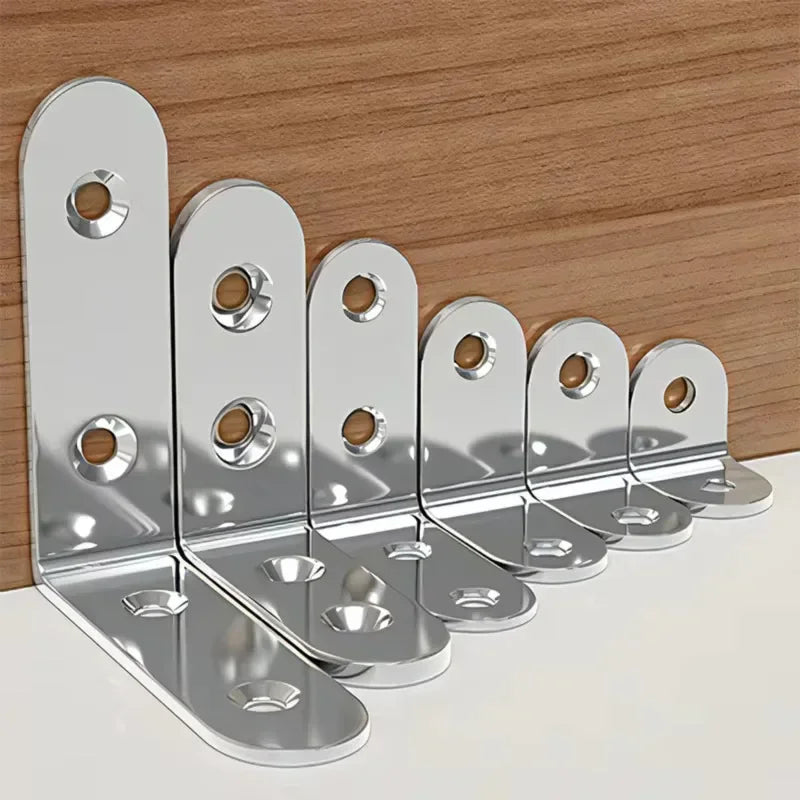 20-1pcs L Shaped Corner Brace Stainless Steel Joint Bracket 90 Degree Connector Fastener Furniture Shelves Cabinet Support Frame
