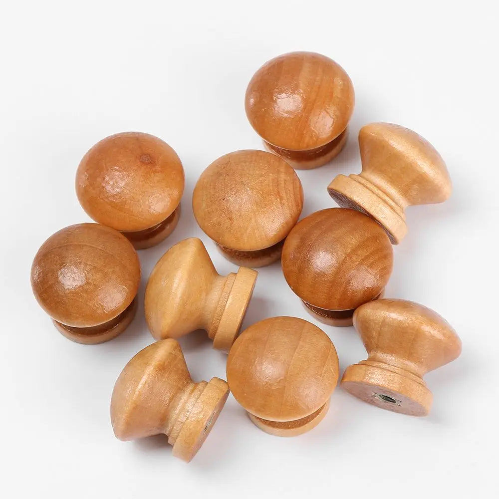 10pcs/Lot Round Natural Wooden Cabinet Pulls Round Shape Drawer Knob Door Handle Wardrobe Pulls Furniture Fitting Hardware