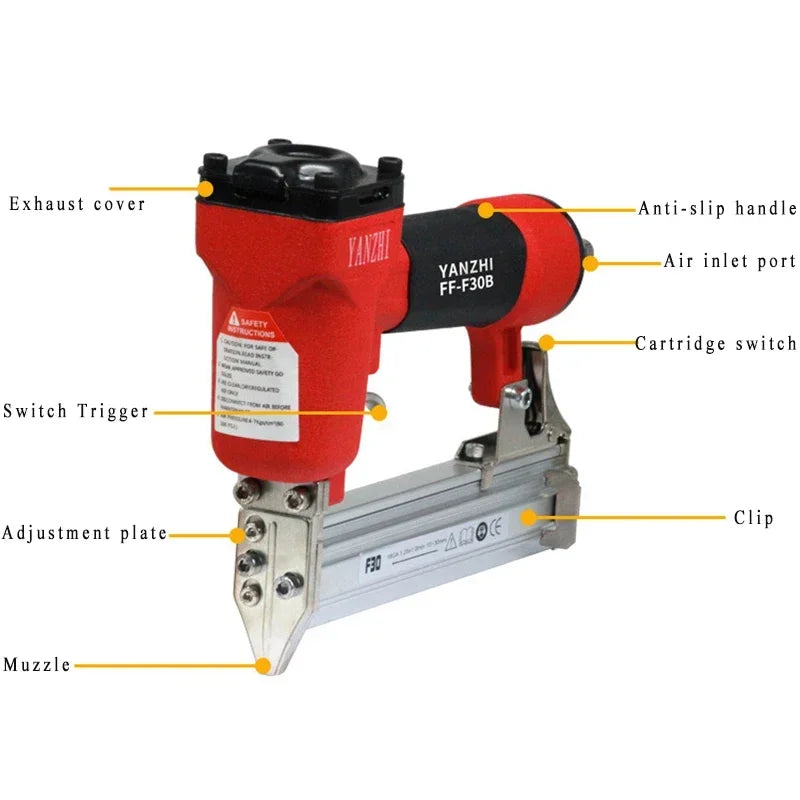 Pneumatic Finish Nailer and Stapler Ergonomic and Lightweight Staple Gun 1.05 x1.25mm for Wood, Upholstery