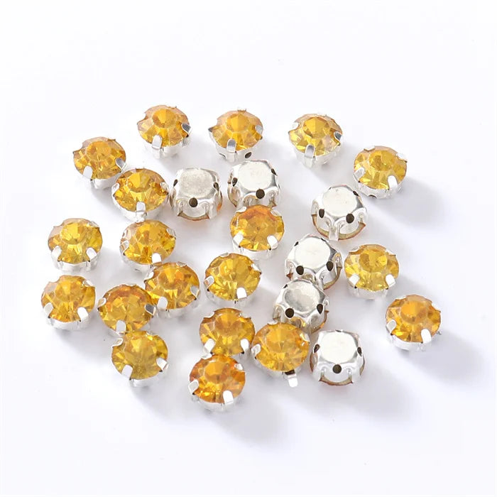 4mm-8mm Glitter Glass Sewing Rhinestones with Sliver Base Round Crystal Strass stones for diamond  Jewellery clothes diy