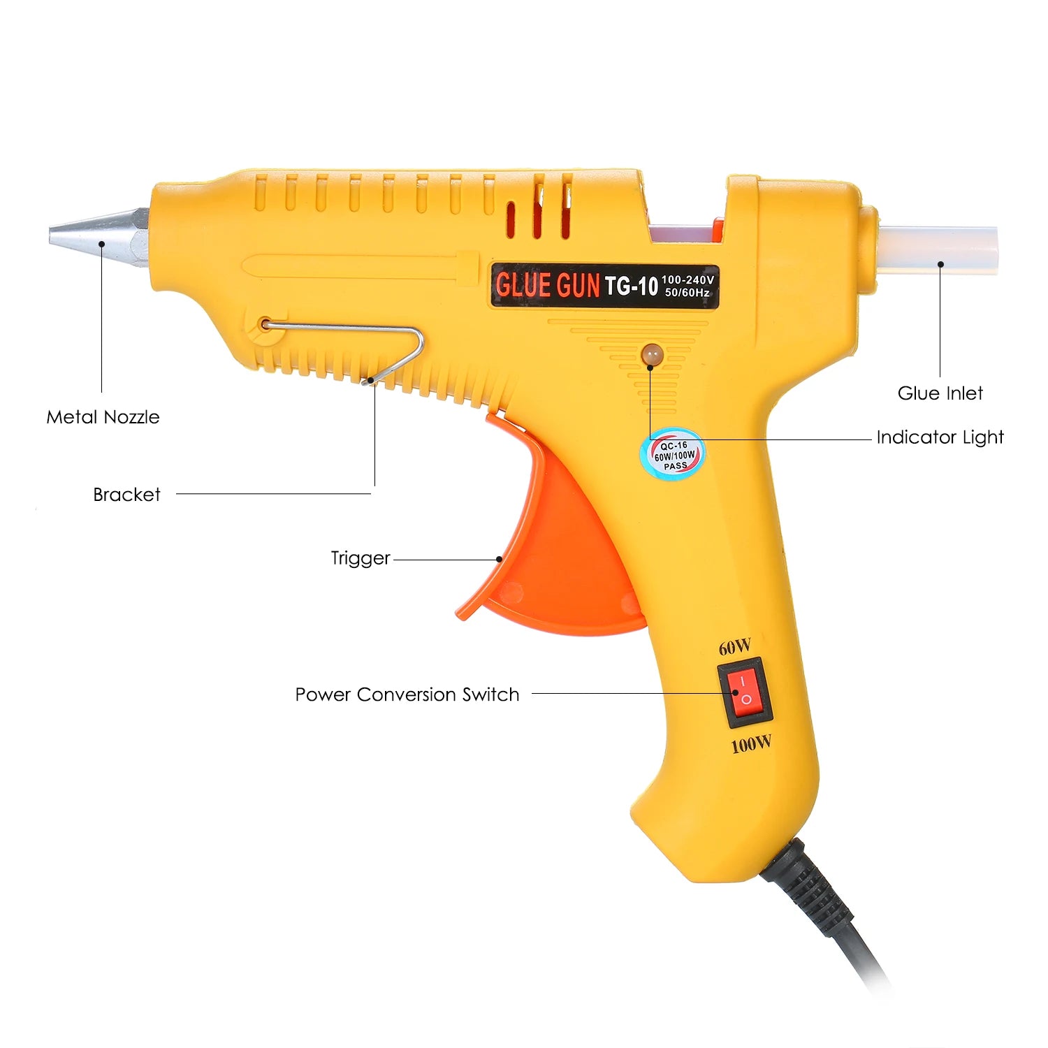 Hot Melt Glue Gun 60W/100W Power Adjustable Hot Melt Glue Machine Industrial Household DIY Glue Gun GT-10