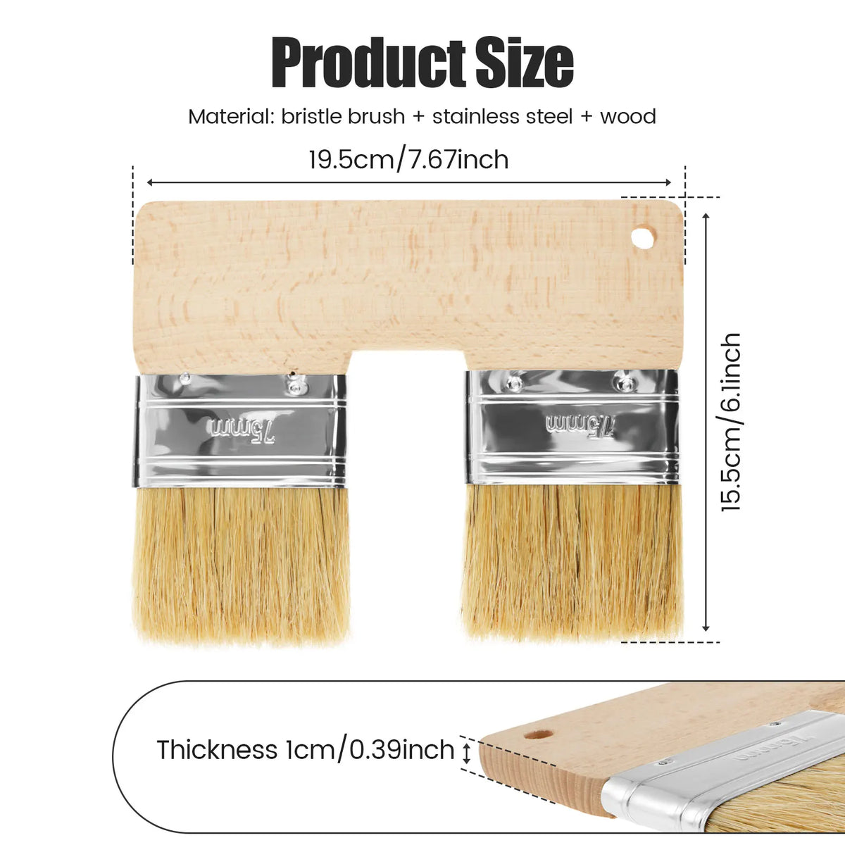 Double Paint Brush Professional Double Head Painting Brush Wooden Handle for Paints Glues Stains Watercolor Oil DIY Craft Suppli