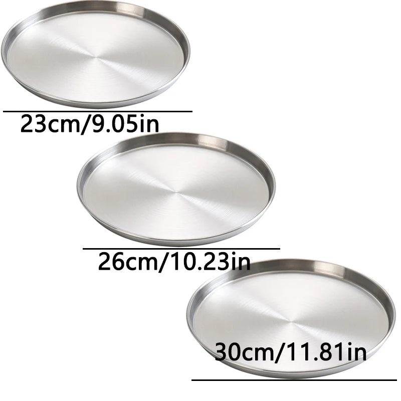 Kitchen Bar Tableware Cake And Fruit Snack Plate Kitchen Accessories Stainless Steel Plate Camping Picnic Plate
