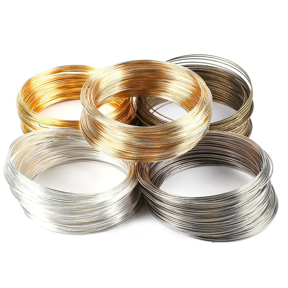 100Loops 0.6mm Memory Wire Bracelet Ring Stainless Steel Coil (Silver/Gold) for DIY Jewelry Making Bead Stringing Craft Supplies