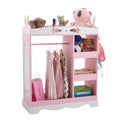 MDF Particle Board Painted Veneer Rabbit Ear Design 1 Mirror 3-Layer Shelf 1 Hanging Rod Wardrobe