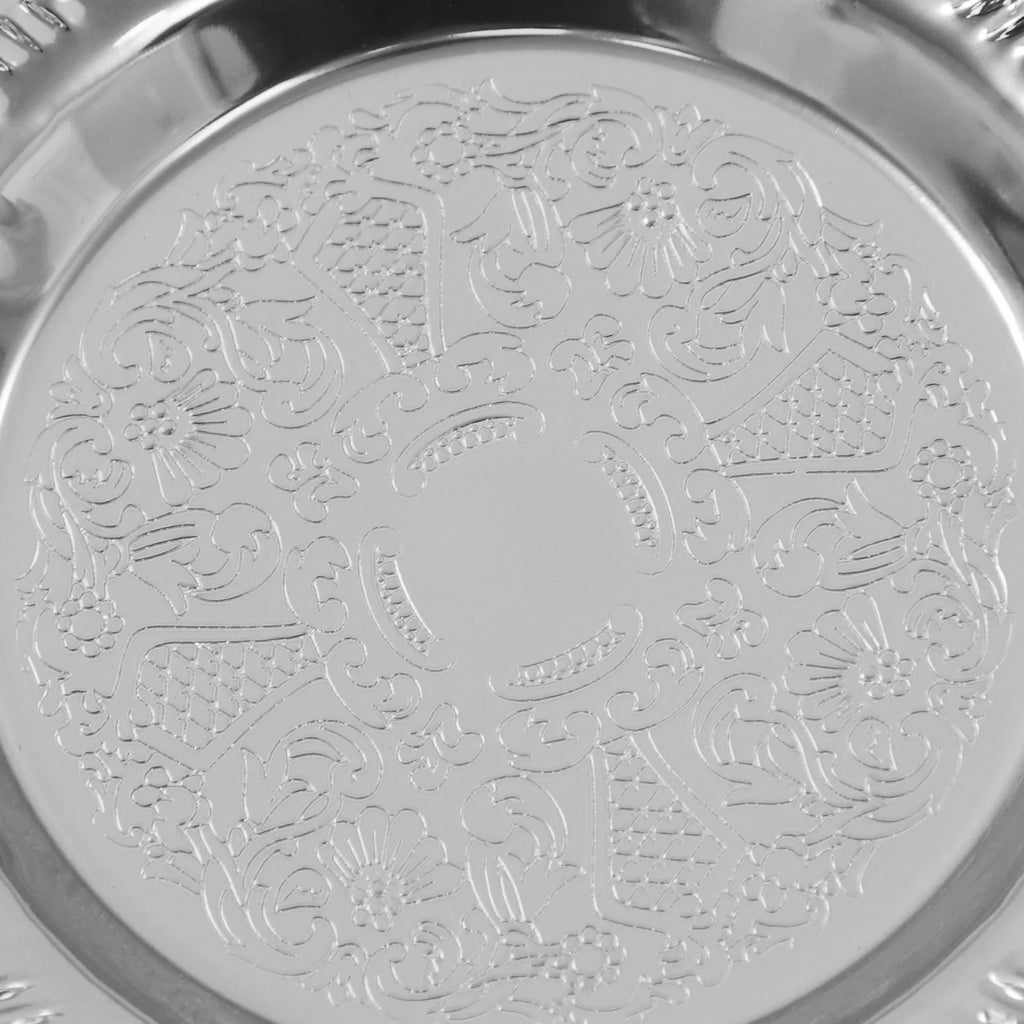 6PCS Gold/Silver Serving Tray Round Metal Snack Plate Restaurant Tray Plate Jewelry Display Tray for Birthday Wedding Banquet