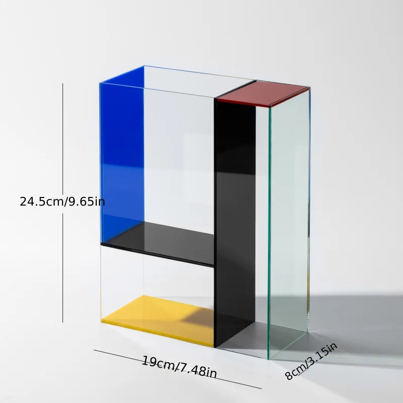 Vibrant Color Block Acrylic Vase |   Modern Art Home Decor, Handmade Durable & Easy-Clean (Gift Ready)