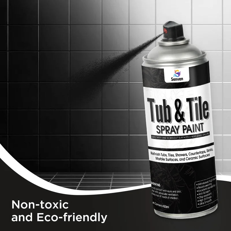 Tub and Tile Spray Paint Black Gloss Aerosol Spray Tile Paint Bathtub Refinishing Kit for Tiles Ceramic Porcelain