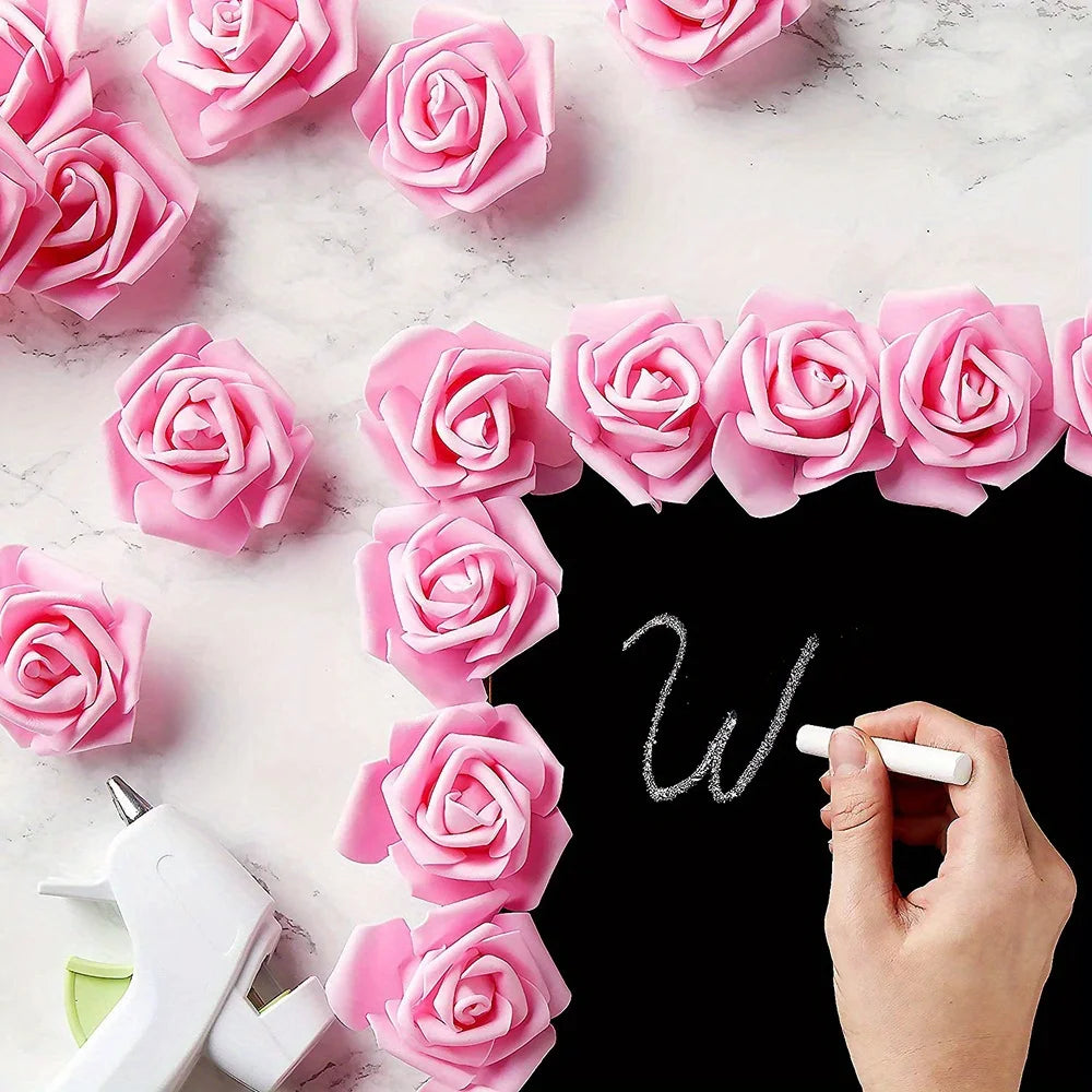 100PCS Artificial Rose Flower Heads, Real Looking Foam Roses for DIY Wedding Baby Shower Centerpieces Party Home Decorations