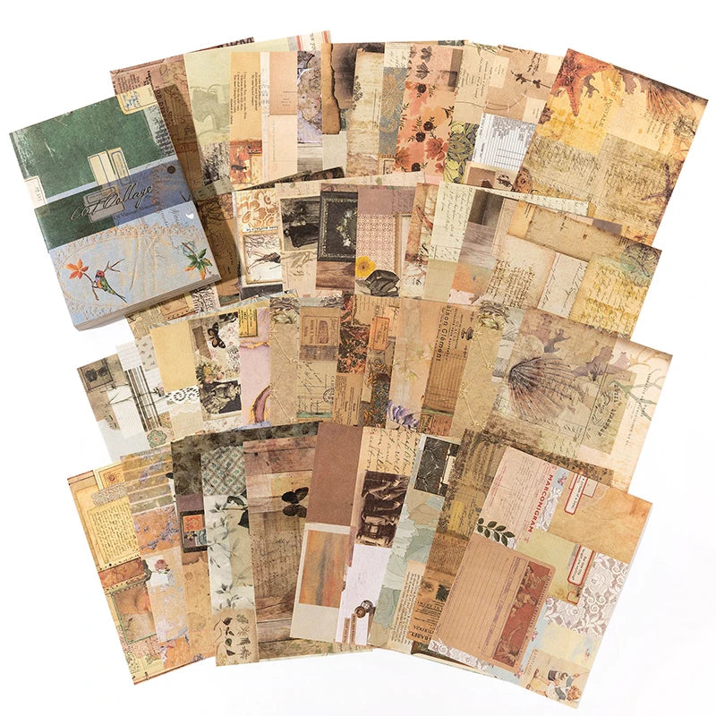 100Pcs/Pack Vintage Scrapbooking Decorative Paper Material Perfect for Collage Journaling Craft Diy Supplies