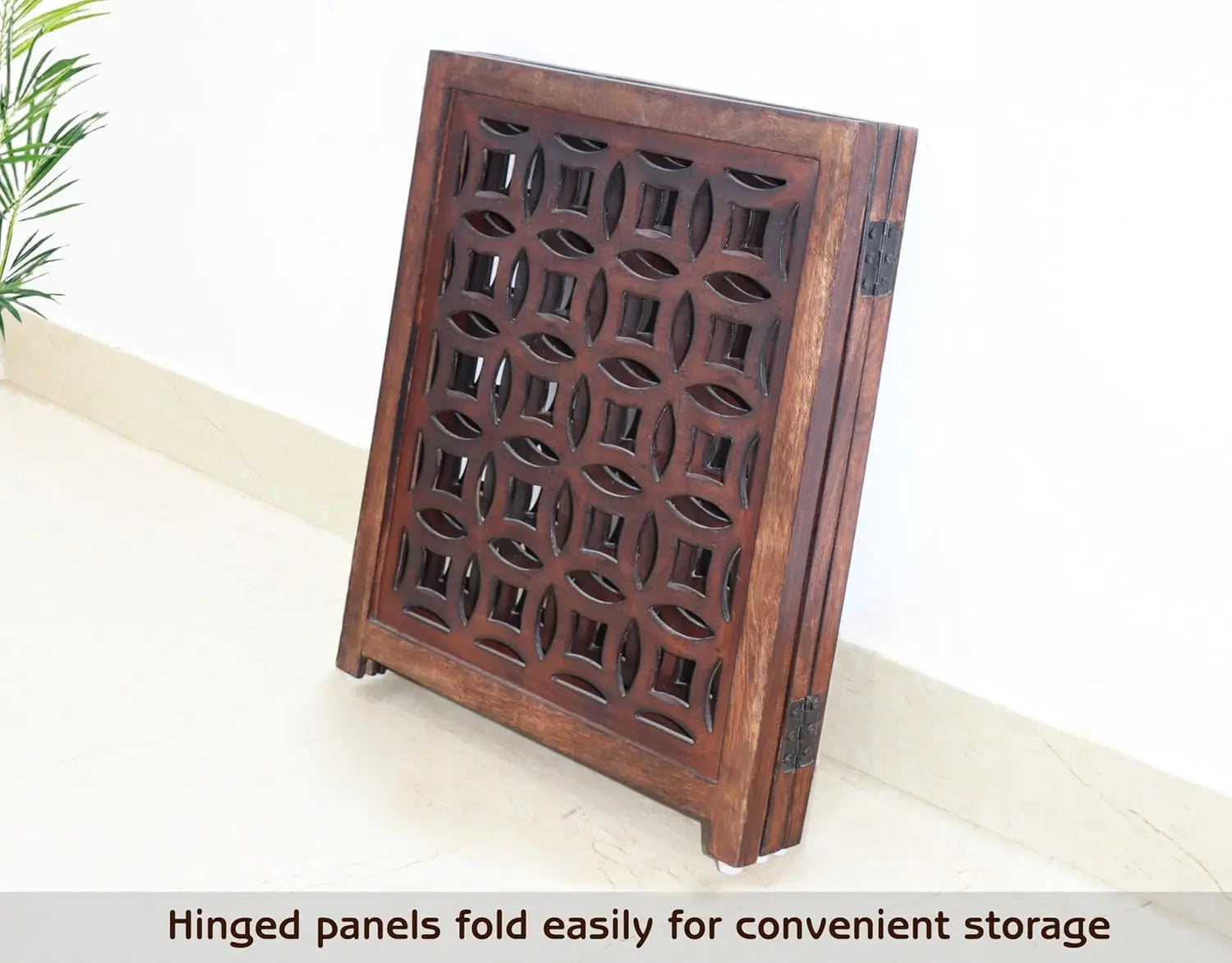 Foldable Wood Pet Gate - 3 Panels 20x24 Inches, Solid Wood & MDF, Antique Brown Finish, Fully Assembled