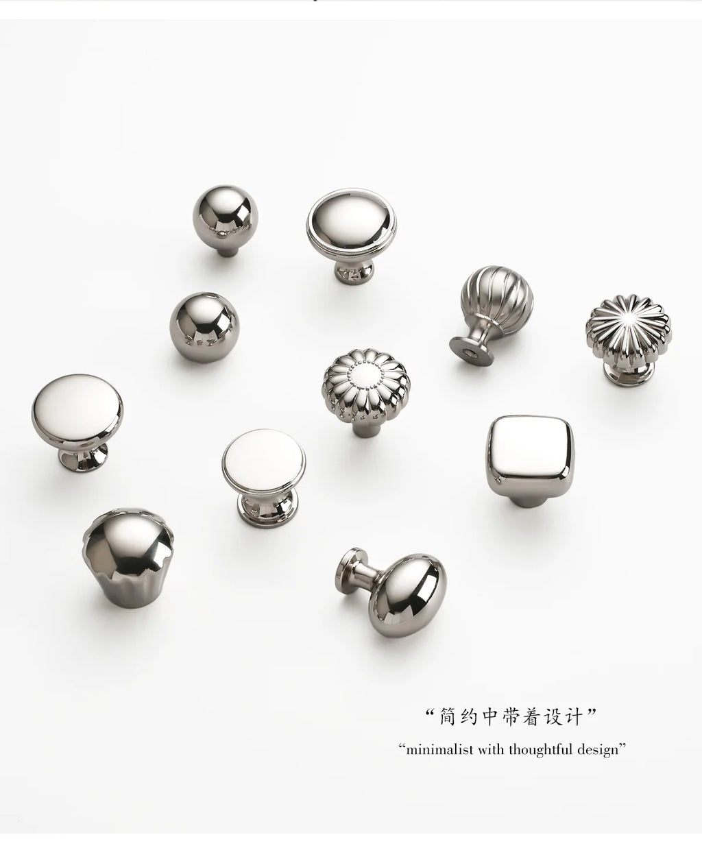 French titanium-silver cabinet door handle Solid zinc-alloy Cupboard & wardrobe pulls single-hole drawer knob  Furniture handle