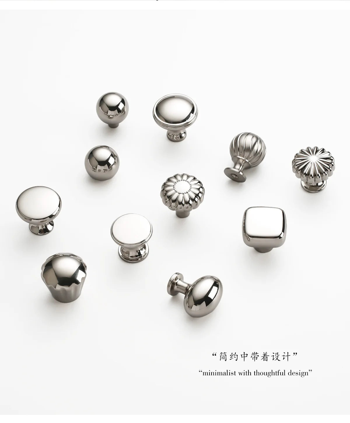 French titanium-silver cabinet door handle Solid zinc-alloy Cupboard & wardrobe pulls single-hole drawer knob  Furniture handle