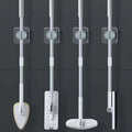 4Pack Waterproof Clear Hooks - Strong Adhesive Utility Hooks for Bathroom Kitchen Door, Holds Brooms/Mops/Wipers