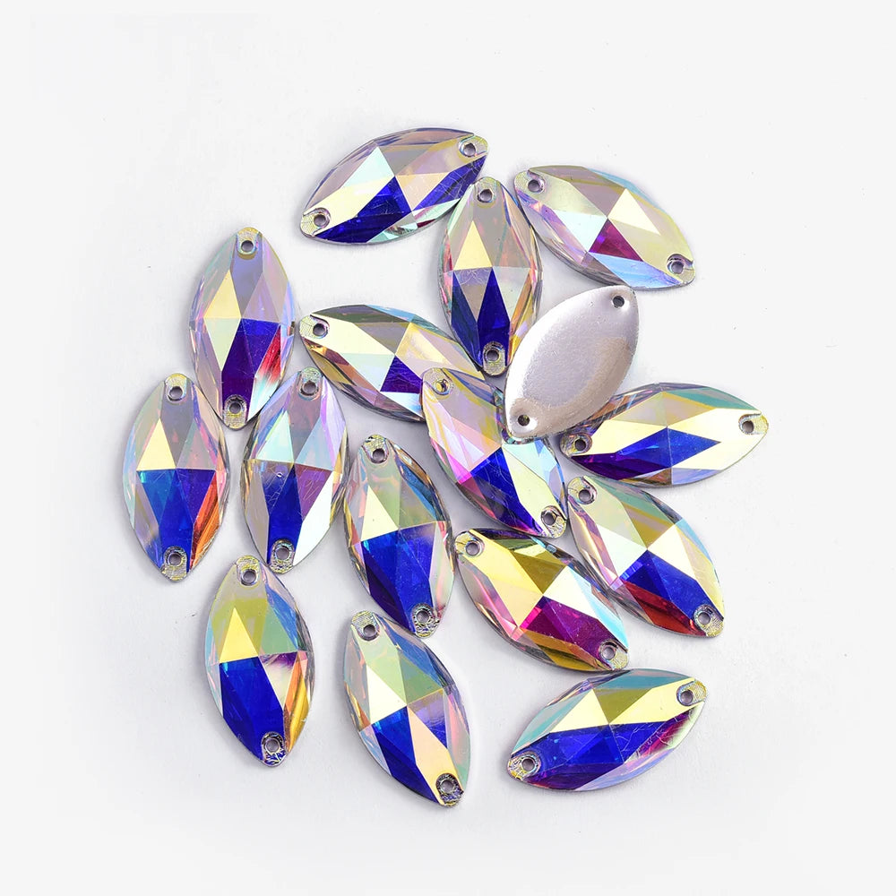 Oleeya CrystalAB Mix shapes Best Quality Resin Sewing Rhinestone  Flatback Sew On Stones Strass for Clothing Accessories Shoes