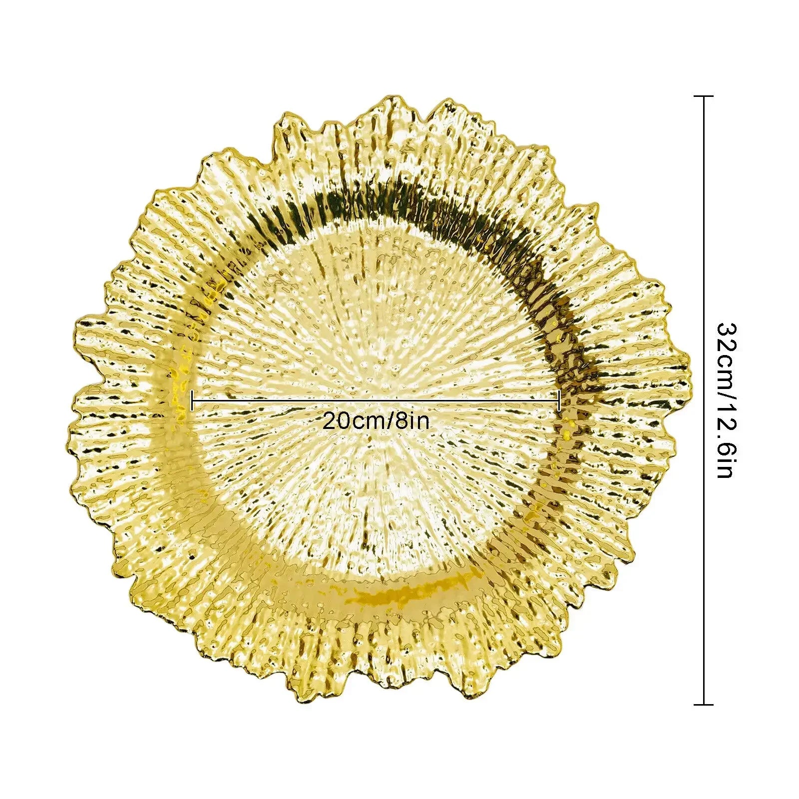 Gold Chargers PP Plate Decoratio Table Setting Restaurant Round Salad Reef Plate Pad for Wedding Christmas Dinner Decor 24Pcs