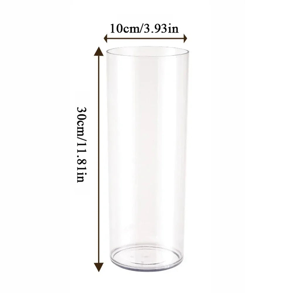 2PCS acrylic cylindrical transparent vase, home decoration, suitable for desks, offices, wedding center decoration