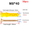 50-Set Drywall Anchor & Screw Assortment Kit Self-Tapping Screws Kit M6 & M8 Stainless Steel Expansion Screws Cross Tips Screws