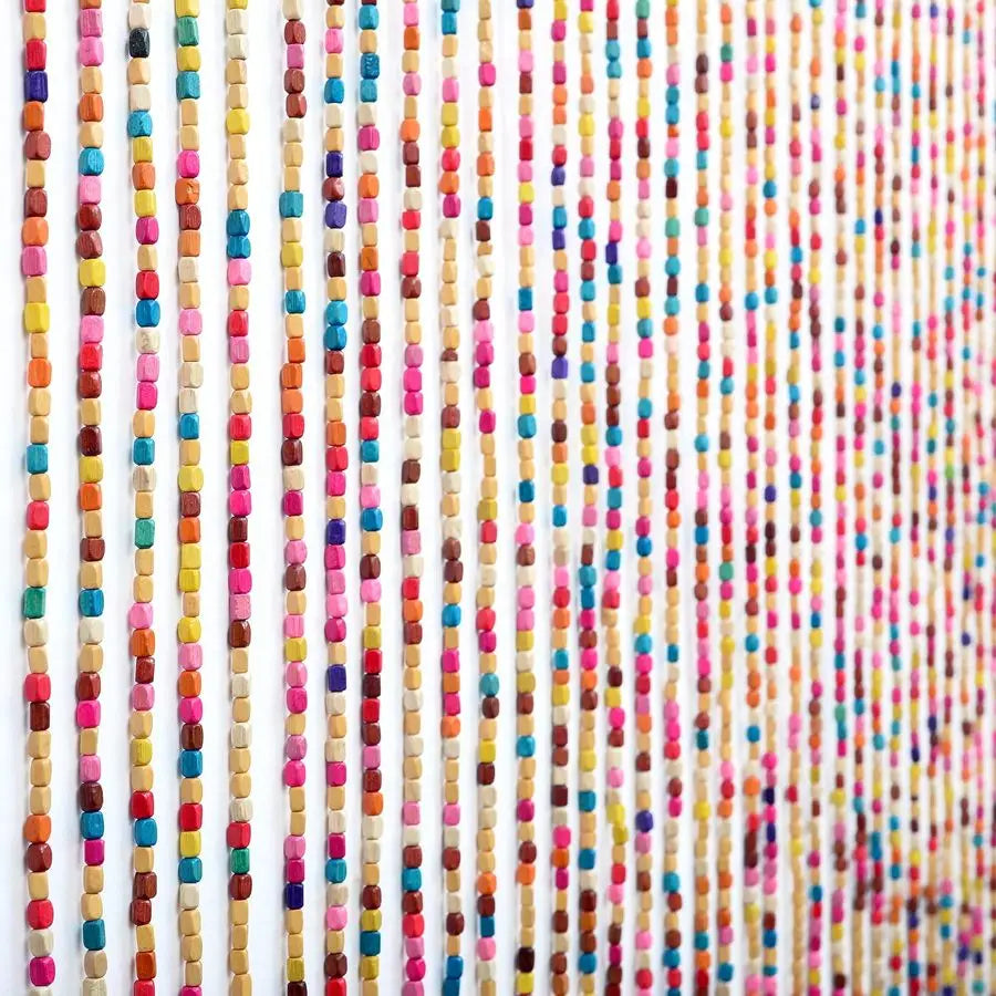 41 Strands Rainbow Colorful Hippie Boho Bohemian Natural Wooden Door Beaded Curtain Doorway Beads Bamboo 36 inches x 79 inches R