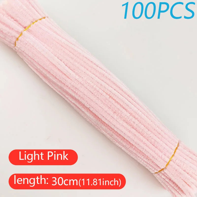 100PCS Colorful Twisted Rod DIY Handcraft Bar Wire Imaginative Wool Root Fluffy Bar Iron Wire Sticks Art Kids Educational Toys