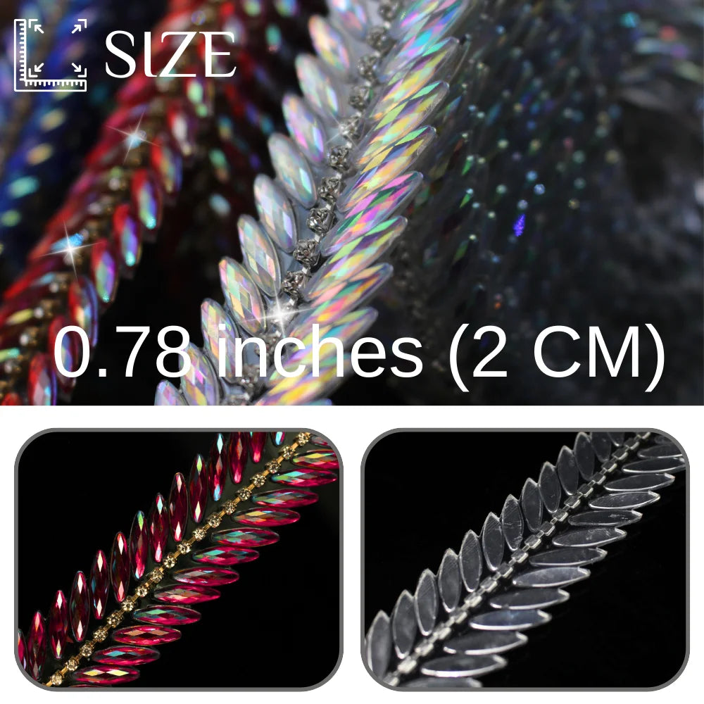 1 Yard Self Adhesive Rhinestone Strips AB Rhinestone Trim Ribbon Sticky for Crafts Glitter Tape Decorative Gem Sticker TR191