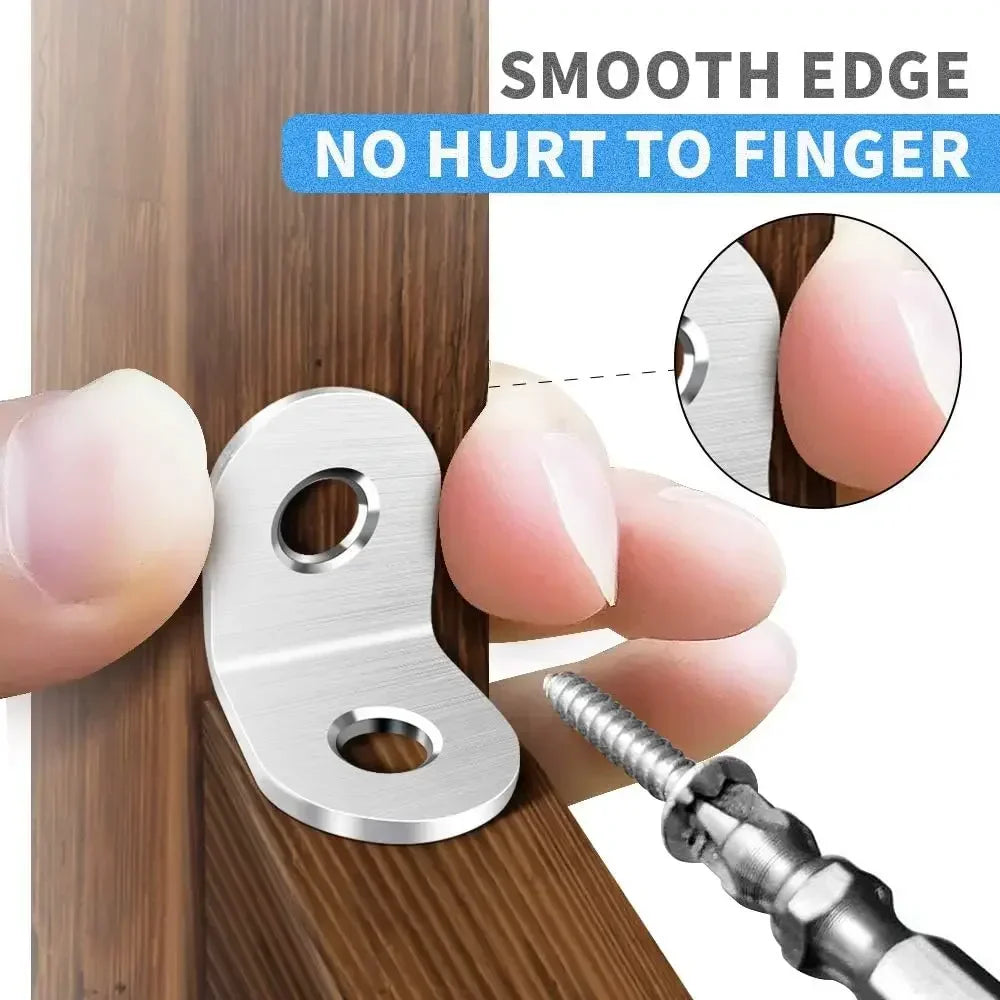 20-1pcs L Shaped Corner Brace Stainless Steel Joint Bracket 90 Degree Connector Fastener Furniture Shelves Cabinet Support Frame