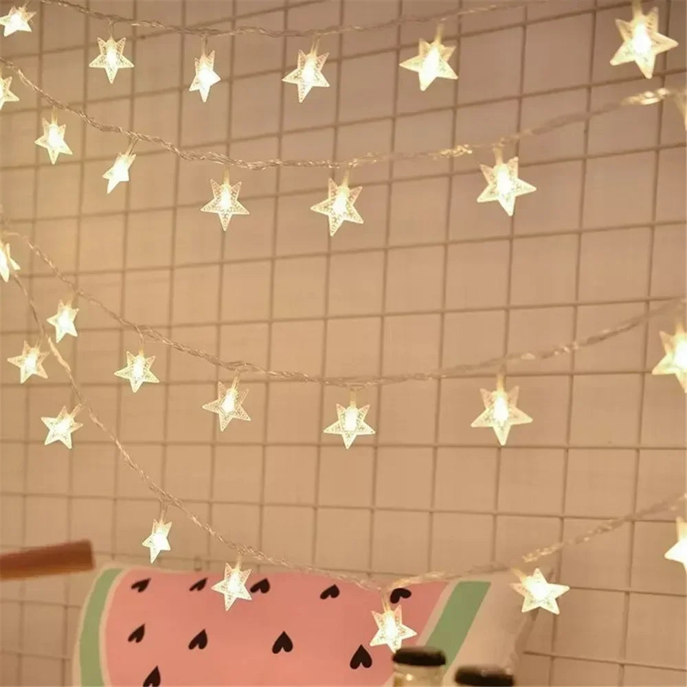 Battery Power Star String Lights Led Fairy Light Christmas Garland for New Year Wedding Party Camping Home Decoration Ramadan
