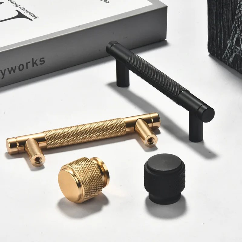 Gold Black knurled KitchenCabinet Storage Handles Home Accessories Drawer Knobs Wardrobe Cupboard Door Pulls Furniture Handles
