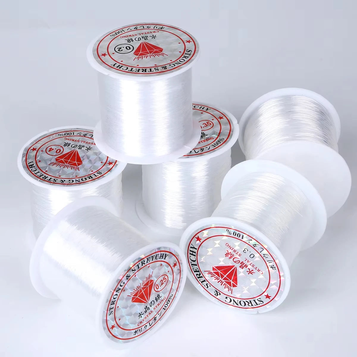 0.2-0.8mm Clear Non-Elastic Crystal Beading Line Invisible Strong Jewelry Wire for DIY Craft Making Round Spool 8-100m Roll Rope