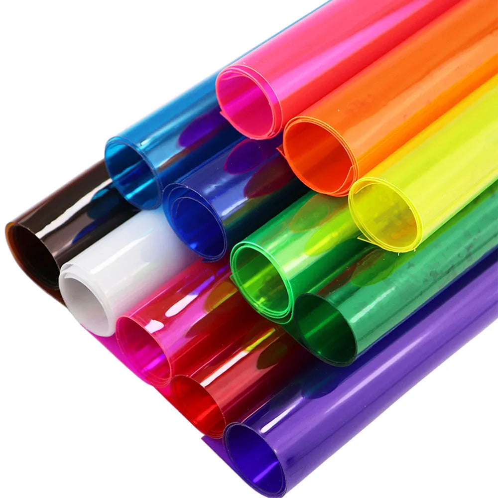 30x120cm Roll Pink Red Orange Blue Clear Transparente PVC Fabric Vinyl Soft Glass Cloth Waterproof For Handbag DIY PV050